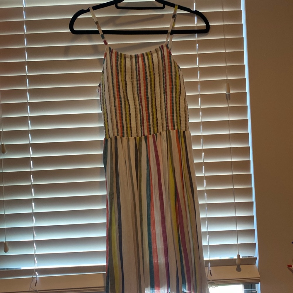 Medium, Rainbow Striped, Dry Goods Dress